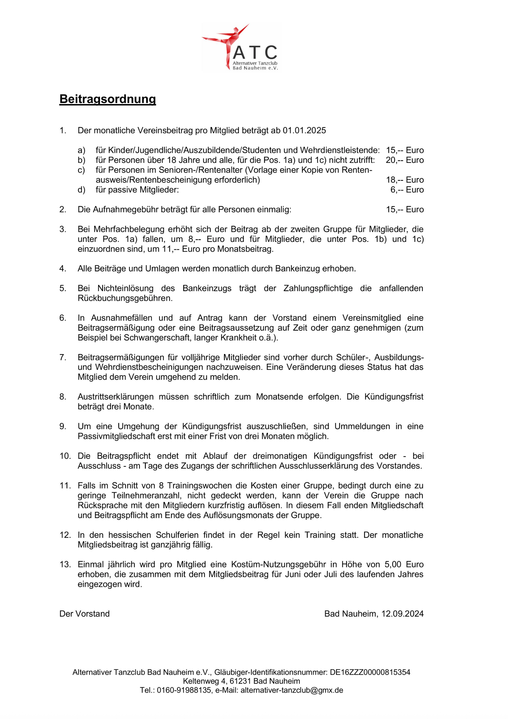 Beitragsordnung
