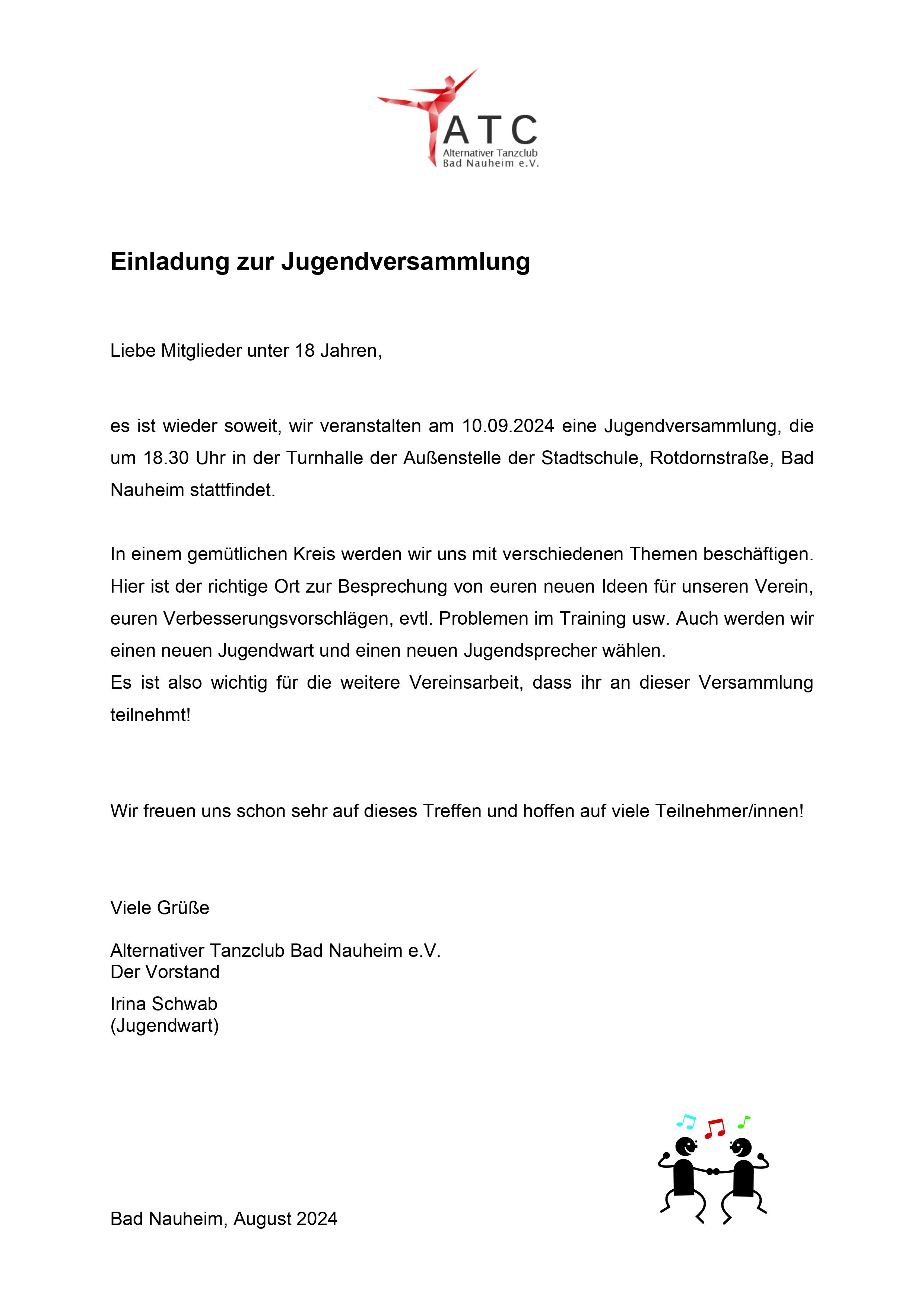 Einladung zur Jugendversammlung