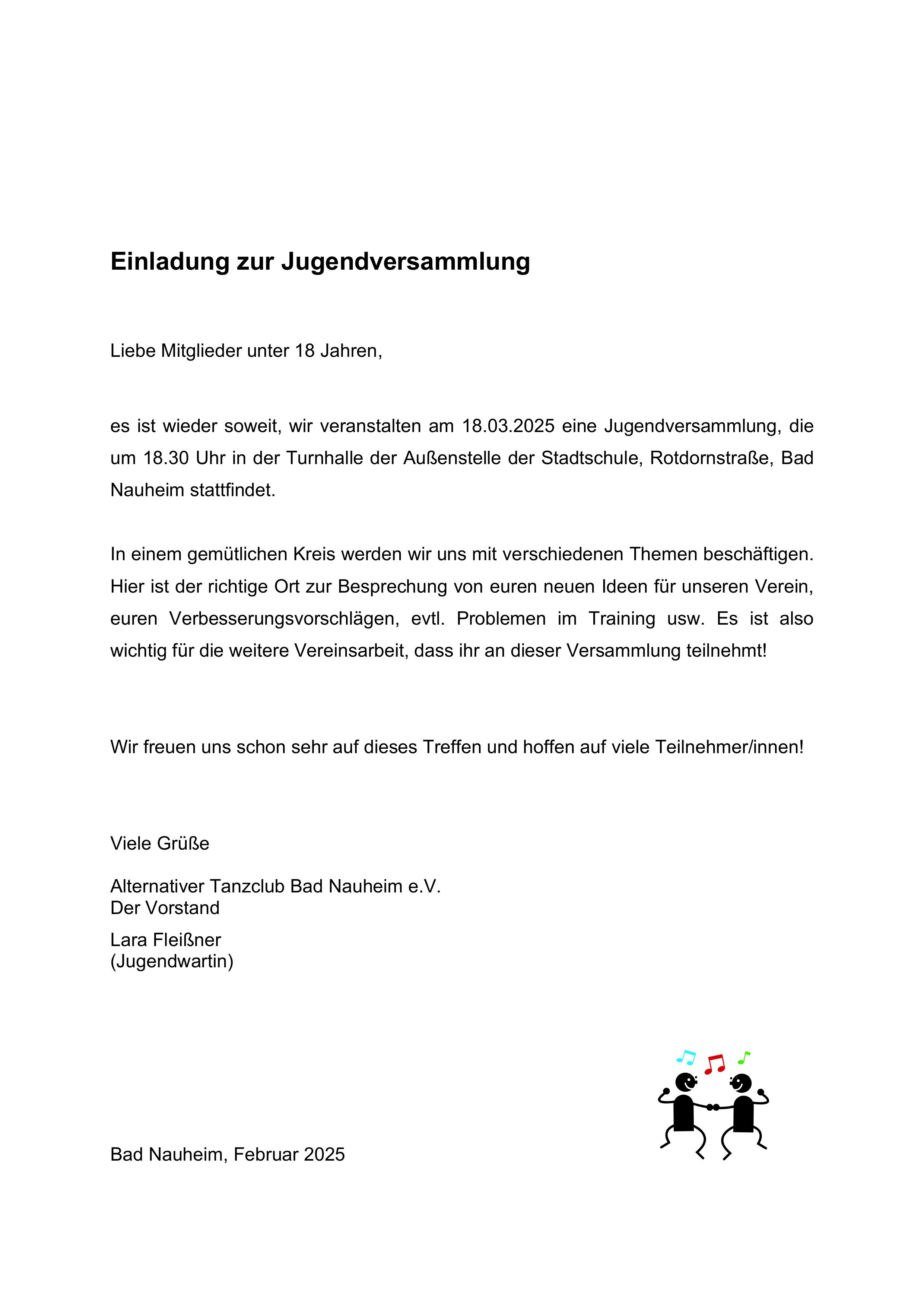 Einladung zur Jugendversammlung